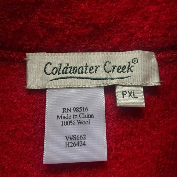*New Without Tags* Coldwater Creek Red and White Festive Holiday Zip Up Sweater - Picture 3 of 7